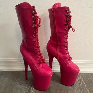 PLEASER 8inch Flamingo Pink Boots
